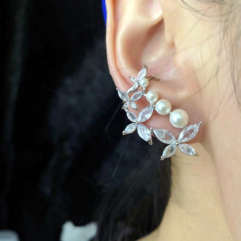Tourmaline - イヤリング 女性用 珍珠 ジルコニア 花柄 ジオメトリック シルバー 丸型 楕円 リング 電気メッキ加工 軽量 かわいい クール 個性 通年 ファッション アクセサリー トレンド 気質 軽奢