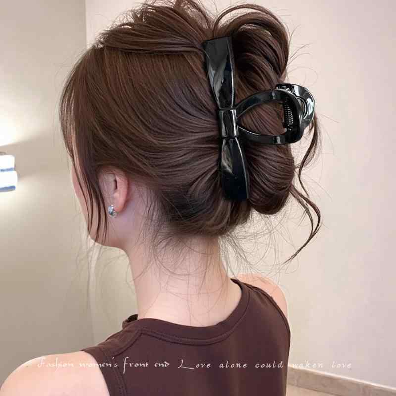 ヘアアクセサリー 女性用 ファッション 夏 蝴蝶結 リボン ヒョウ柄 グラデーション ブラウン系 ブラック チョコレートブラウン 軽量 シンプル デザイン ポインテッド クリップ ポニーテール アップスタイル 髪飾り 通勤 普段使い セット 販売