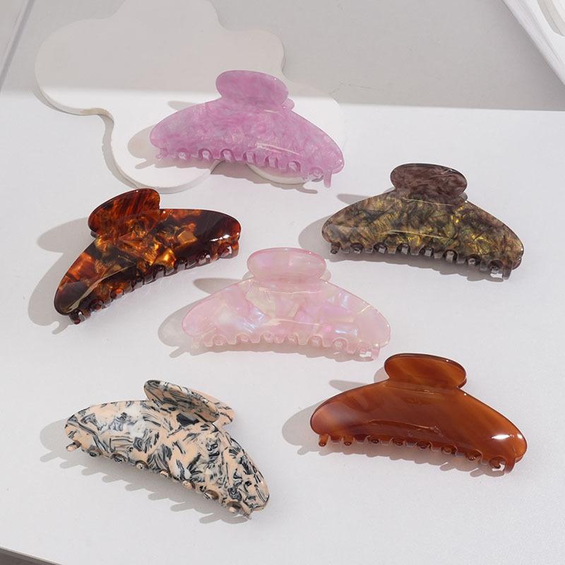 Hair Clips - ヘアクリップ 女性用 醋酸素材 クロスデザイン 大型 シャーククリップ ファッション 通勤スタイル 夏 琥珀色 深棕色 丁香紫 ピンク 深カーキ コーヒー色 軽量 スタイリッシュ 普段使い 髪量多対応 高級感 百搭 ポニーテール
