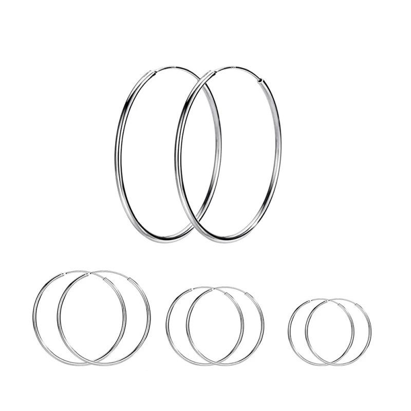 Rubellite - イヤリング 女性用 シンプル 個性 光沢 シルバーリング 耳輪 丸型 幾何学 ホワイトゴールド 10mm 14mm 18mm 30mm 50mm 925シルバー ファッション 通勤 春夏