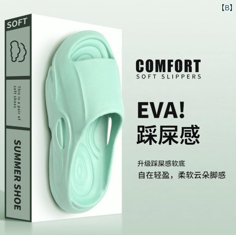 サンダル ユニセックス EVA 厚底 フラットシューズ 防滑 透気 防水 軽量 厚手 露趾 ストラップ デザイン カジュアル ビーチサンダル 屋外用 室内用 秋冬 春夏 通年 緑 ホワイト ブラック ベージュ 運動スタイル 磨砂加工 注塑底 柔軟素材 耐 3