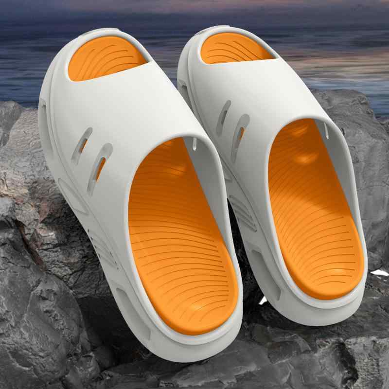 メンズ ビーチサンダル EVA素材 厚底 防滑 透気性 耐摩耗 室内用 居間用 夏用 運動スタイル 増高機能 切り欠きデザイン 軽量 黒 白 紫 オレンジ系