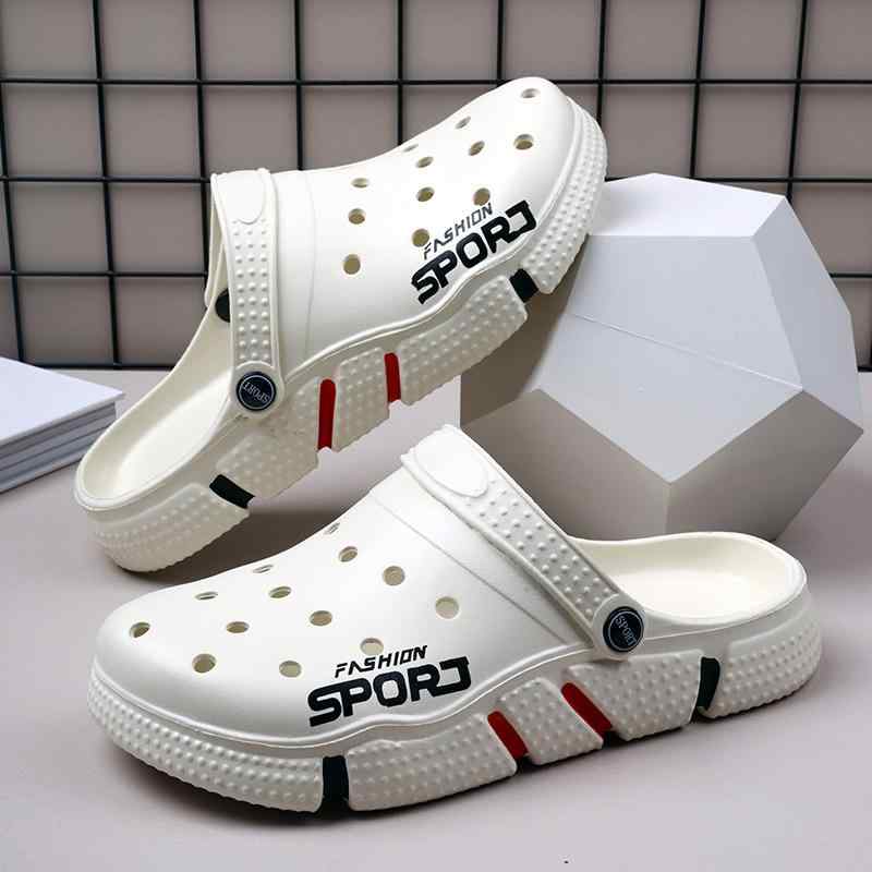 メンズ 洞洞シューズ 夏用 厚底 サンダル ビーチサンダル メンズ 透気性 休闲シューズ EVA素材 丸頭 フラットヒール オープンワーク 純色 ホワイト ブラック グレー 大きいサイズ バックストラップ