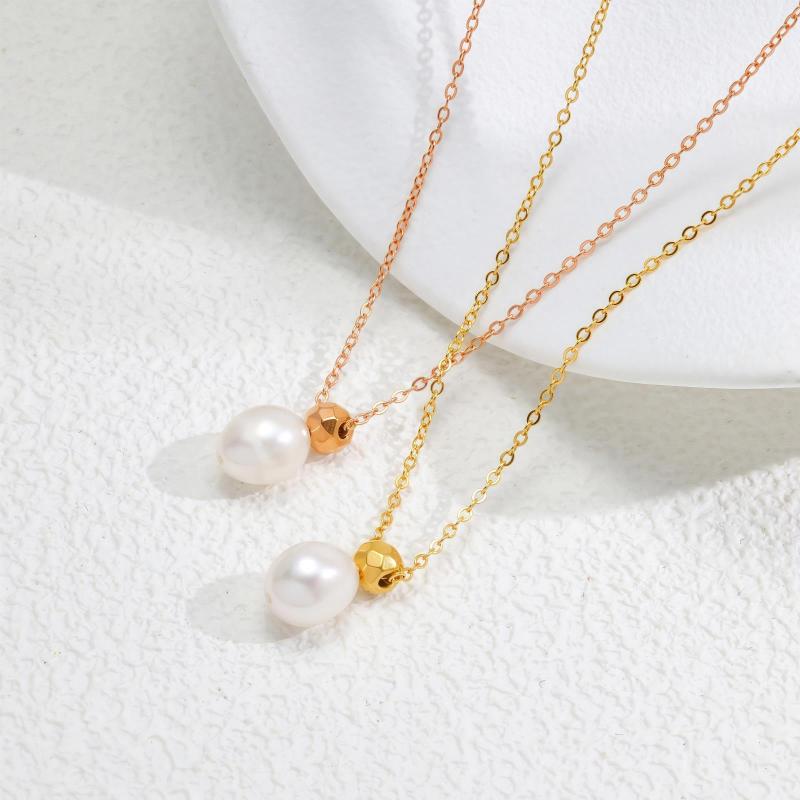 ネックレス 女性用 かわいい クリア スウィート ファッション アイテム 珍珠 アクセサリー 古巴チェーン デザイン 几何 形状 調整可能 長さ 51-80cm 伸縮性 あり ゴールド カラー ローズゴールド バージョン 接触冷感 加工 電気メッキ 仕上