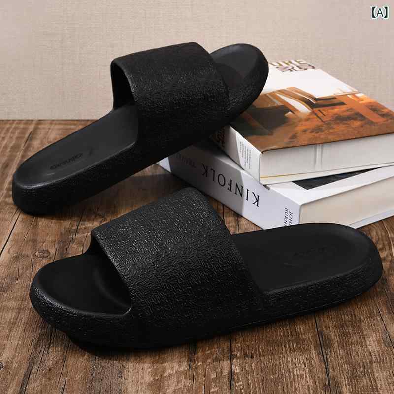 メンズ 厚底 ビーチサンダル 防滑 EVA 素材 夏用 透気 柔軟 耐久 黒 グレー ブラウン シンプル デザイン 屋外 歩行 快適 軽量 吸湿 速乾 メンズサンダル ビーチシューズ 夏シューズ 休日 履き物 カジュアル 足元 保護 メンズビーチサンダル