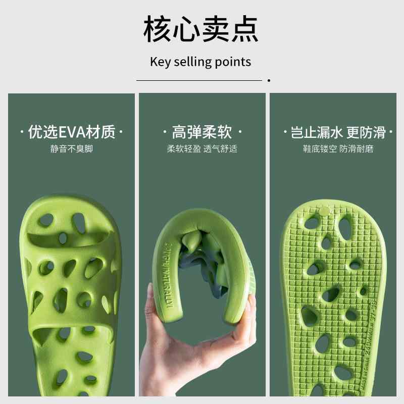 サンダル 男女兼用 EVA素材 防滑 耐磨 透気 加厚底 春夏 室内 浴室用 緑 黄色 灰色 黒 日常カジュアル ユニセックス 足裏保護 静音 軽..