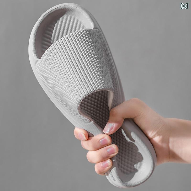 浴室サンダル EVA素材 男女兼用 防滑 透気 衝撃吸収 室内履き 屋外対応 一文字タイプ 厚底 グレー ブラック ネイビー ピンク イエロー オレンジ 通年使用 日常カジュアル ビーチ 旅行 シンプルデザイン