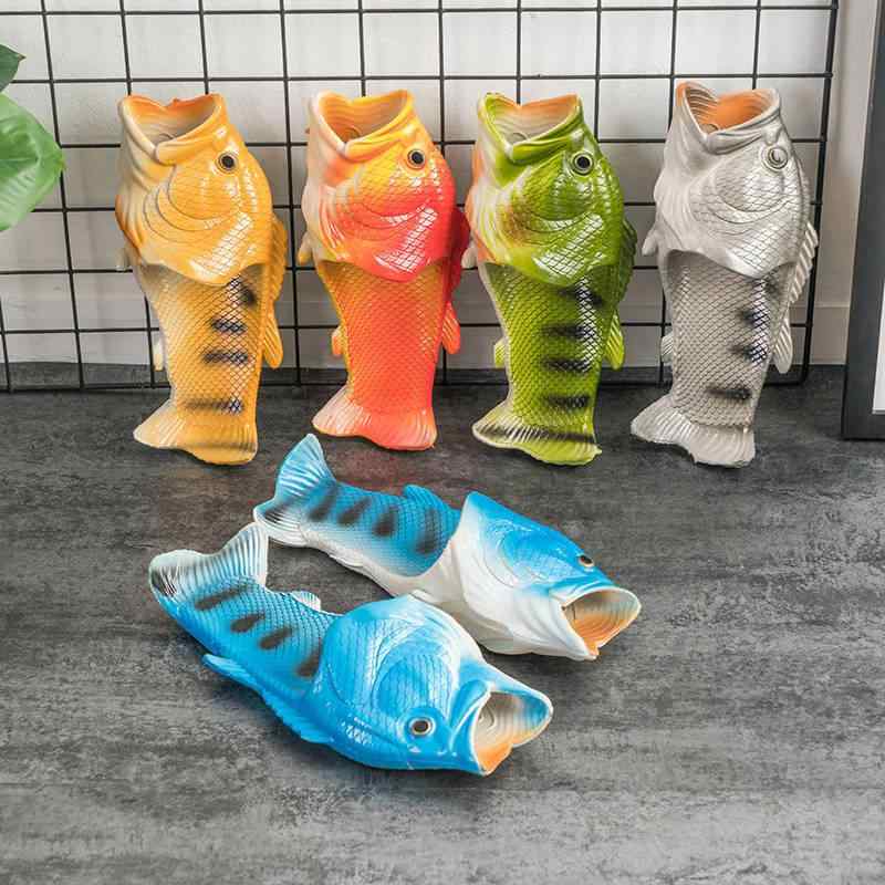 一字サンダル メンズ レディース ユニセックス 魚モチーフ かわいい クリエイティブ 遊び心 防滑 ファッション トレンド ビーチサンダル 夏用 日常使い 外出向け PVC素材 軽量 グレー ブルー グリーン レッド ゴールド ピンク ブラック