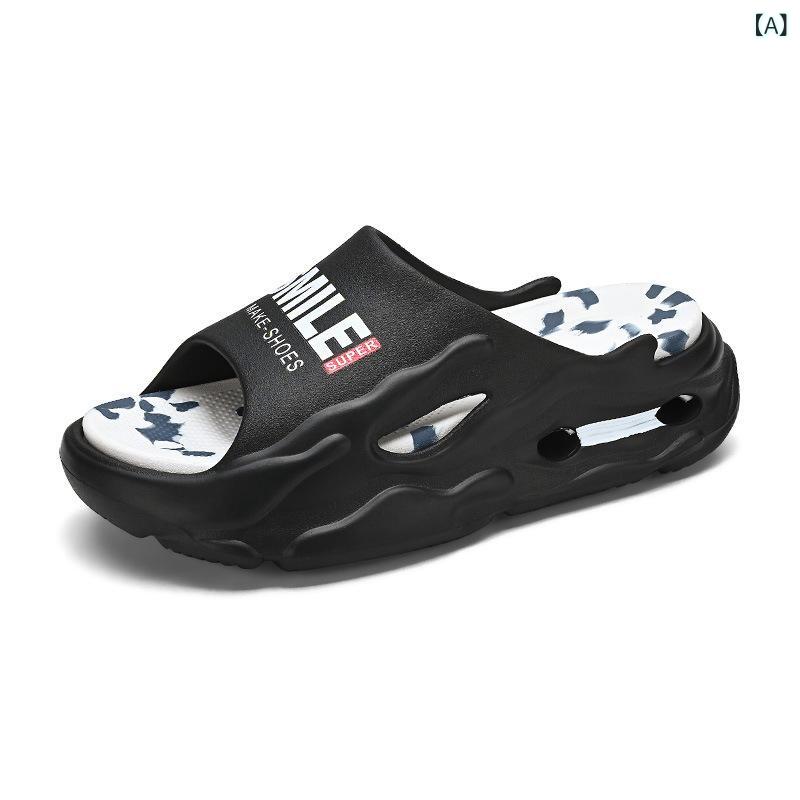 サンダル メンズ EVA素材 厚底 軽量 高反発 ブラック ホワイト カーキ 夏用 春夏 青年向け 外履き 運動スタイル 注塑加工 防水 クッション性 ビッグサイズ ファッション ストリート 普段使い ビーチサンダル スリッポン 快適 通気性 耐久性 シ