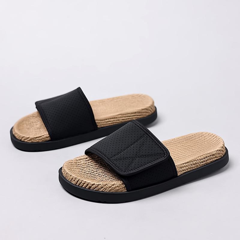 メンズ スリッポン 夏 春夏 メンズ用 黒 ブラック メッシュ 網布 素材 EVA ソール 軽量 防滑 グリップ 靴底 切り替え デザイン 魔術テープ 調整 可能 フィット 感 高い 履き心地 抜群 快適 クッション 性 優れる 通気性 抜群 速乾 素材