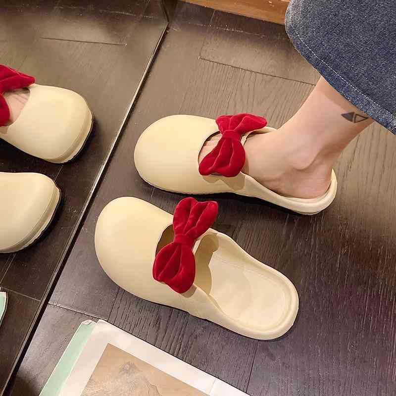 女性用 厚底サンダル 夏季 ビーチサンダル 防滑 花柄 トゥキャップ 軽量 PVC シューズ EVA ソール 日常使い スポーツスタイル バタフライボウ 装飾 白 黒 コーヒー色 カーキ 春夏 アイテム