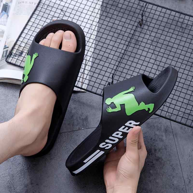 メンズサンダル 男性用 韓風 秋夏 屋外 浴室用 個性 休闲 ビーチサンダル PVC プラスチック フラットサンダル 軽量 防水 ブラック ブルー グレー ベージュ 注塑加工 青年向け 通勤 普段使い アウトドア