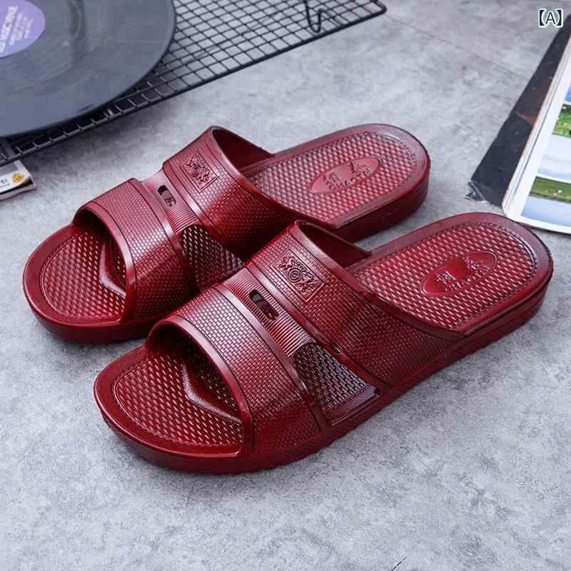 メンズ ビーチサンダル 男性用 中高年 男性 40-60代 日常 屋外 快適 PVC 素材 軽量 注塑 加工 油紅 赤 ブルー グレー 40-44cm 春夏 通年