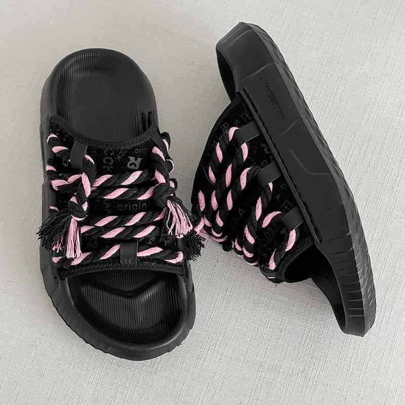 メンズ 厚底 露趾 バレエシューズ インクリース シューズ 日常 履き クッション ソール コットン フランネル 素材 ブラック 加工 ホワイト ヴィンテージ カジュアル スタイル 夏 シーズン 足元 快適 軽量 デザイン 男女兼用 ストリート ファッシ