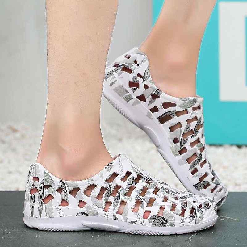 メンズ 夏 サンダル 厚底 透気 EVA素材 防水 軽量 包頭 青春潮流 カジュアル 灰色 白 黒 ブルー 紫 ピンク 花柄 男女ペア ビーチシューズ