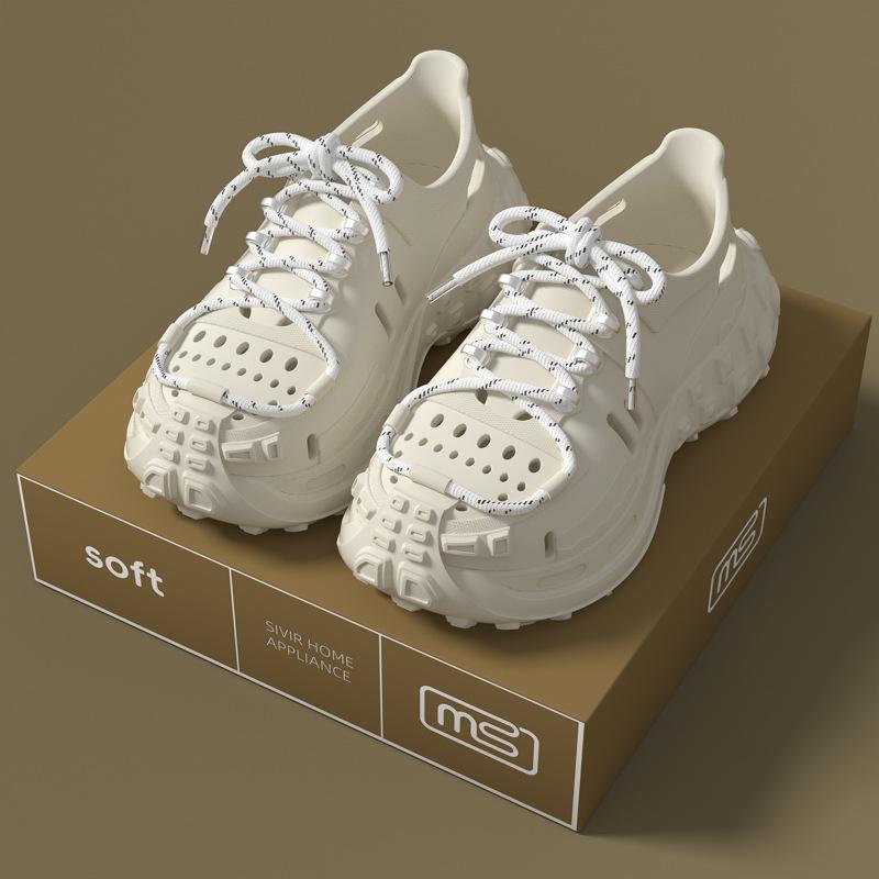 Holly'S Sole - メンズ 洞洞靴 厚底 ルームシューズ EVA 素材 防滑 耐磨 軽量 クッション性 良い 通気性 高い 運動 スタイル 夏 向け 黒 蛍光グリーン オレンジ 白 カップル ペア シューズ