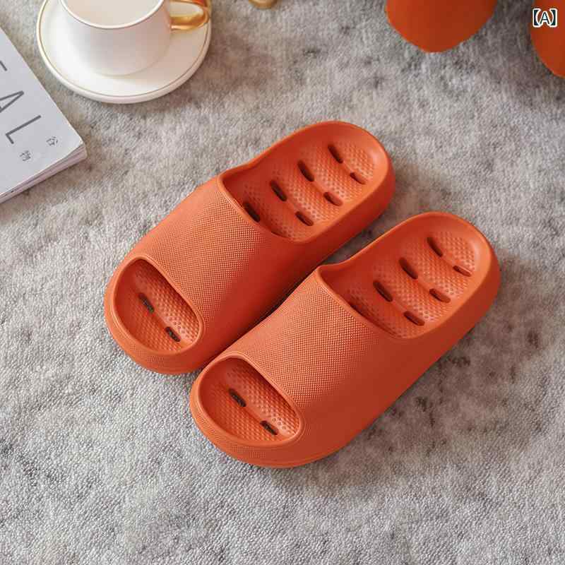 スリッパ 男女兼用 EVA素材 厚底 防滑 浴室用 室内用 夏季 漏水 穴あきデザイン 3.5cm以上 厚み オレンジ ブラック イエロー ピンク ライトグリーン 注塑加工 男女ペア 36-45cm 室内履き クッション性 通気性 軽量 夏向け カジュア