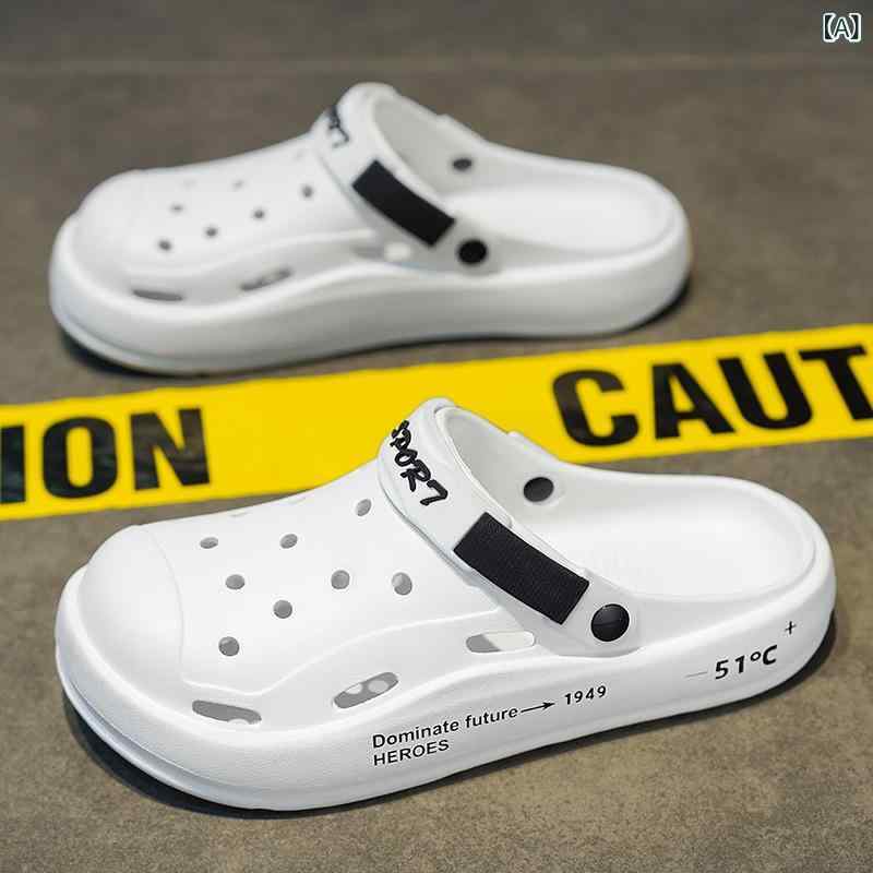 メンズサンダル 厚底 防滑 EVA素材 透気 増高 丸トゥ バックル式 厚み 無地 ツートンカラー 秋夏 屋外 ビーチ ユニセックス 軽量 柔らか底 青春スタイル カジュアルシューズ