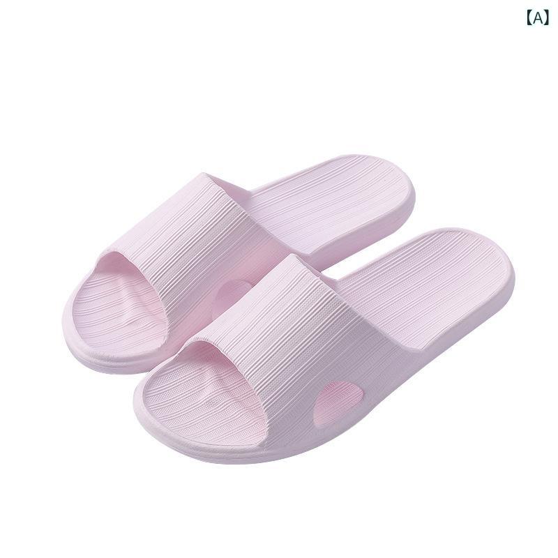 サンダル 男女兼用 厚底 EVA 素材 室内 浴室 防滑 耐磨 通気性 条紋 デザイン 軽量 快適 歩行 日常 使い 春夏 ピンク 紫 ブルー グリーン グレー ネイビー ベージュ ホワイト