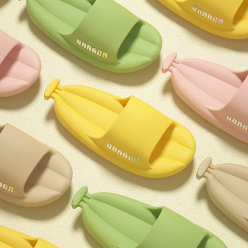 サンダル メンズ レディース EVA 素材 厚底 香蕉 デザイン 防滑 防水 軽量 クッション 増高 効果 露趾 タイプ 日常 履き 快適 グリーン イエロー 夏 向け ビーチ シューズ 室内 外 両用