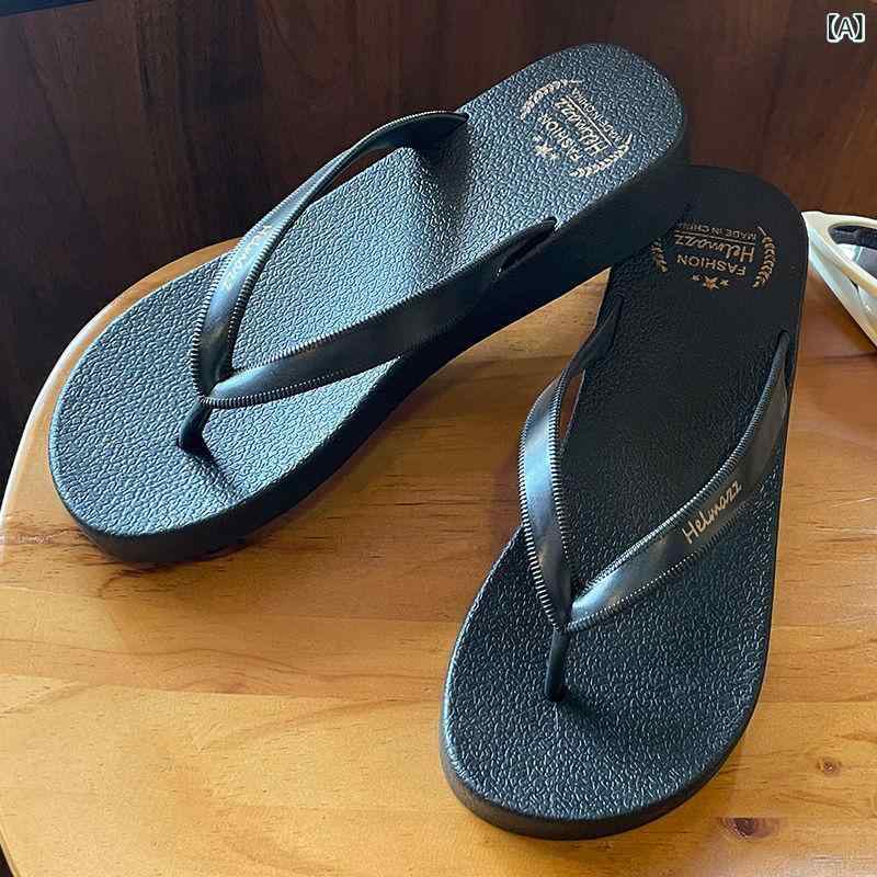 サンダル レディース 夏 ビーチシューズ クールトングサンダル 防滑 耐磨 PVC素材 厚底 フラットシューズ 日常使い 海辺 外出用 ブラック 杏色 ピンク ブラウン シンプル ピースカラー 軽量 伸縮性 接触冷感 ピンク系 アイボリー