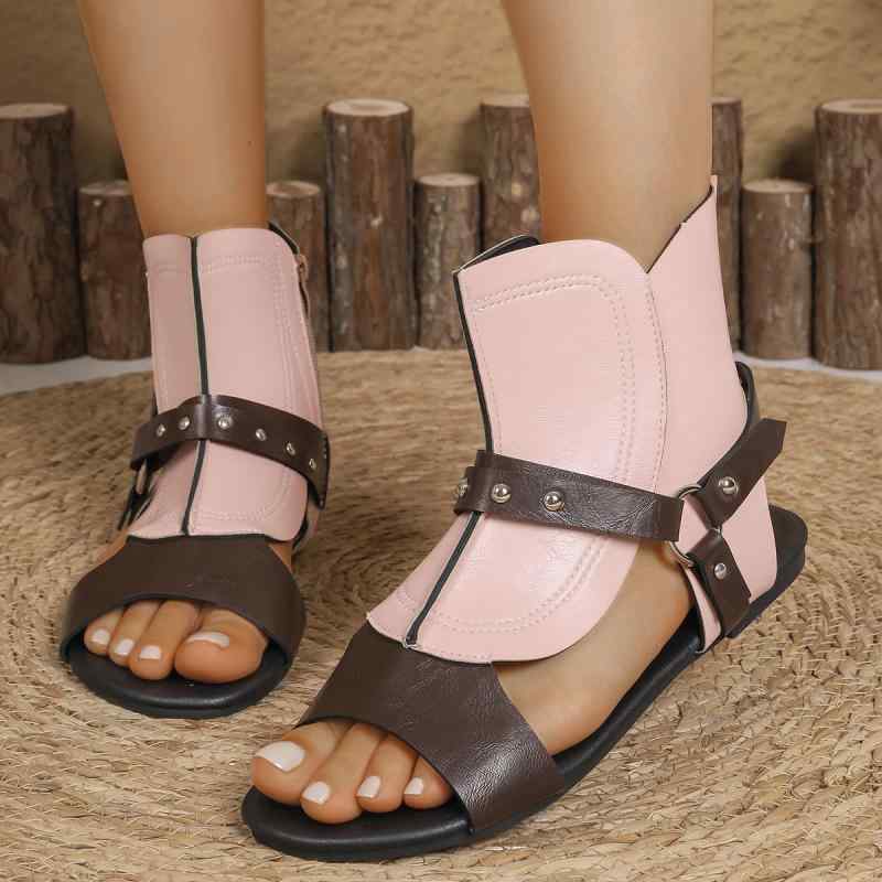 レディース 春夏 ローファー 魚嘴 切り替え ピンク系 ブラウン系 ホワイト 軽量 伸縮性 低筒 サイドジップ ローマン スタイル ラバーソール ファッショナブル 足元コーデ 普段使い トレンド 足入れ簡単 開放的 スタイリッシュ ビーチサンダル 風 快