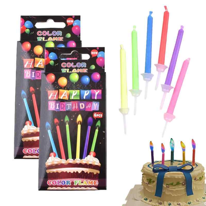 KENASTA 誕生日キャンドル カラーフレームキャンドル 6本入り/12本入り バースデー パーティー ケーキデコレーション 記念日 ウエディング 卒業式 お祝い プレゼント (マルチカラー)