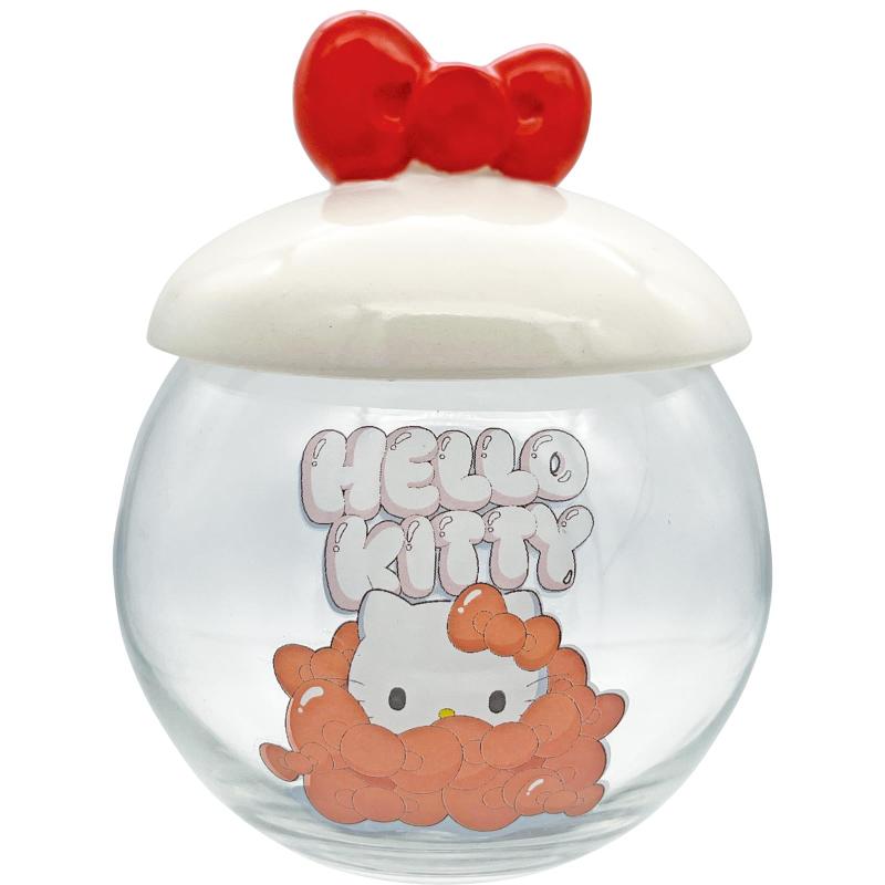 サンリオ (SANRIO) 「 ハローキティ 」 キャンディポット キャニスター ガラス 保存容器 エッジー Hello Kitty Edgy リボン グッズ 雑貨 食器 白 約10×11cm 320ml SAN4797