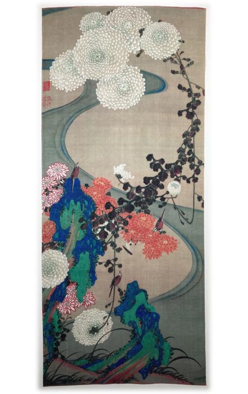 古今東西 浮世絵 手ぬぐい 伊藤若冲 菊花流水図