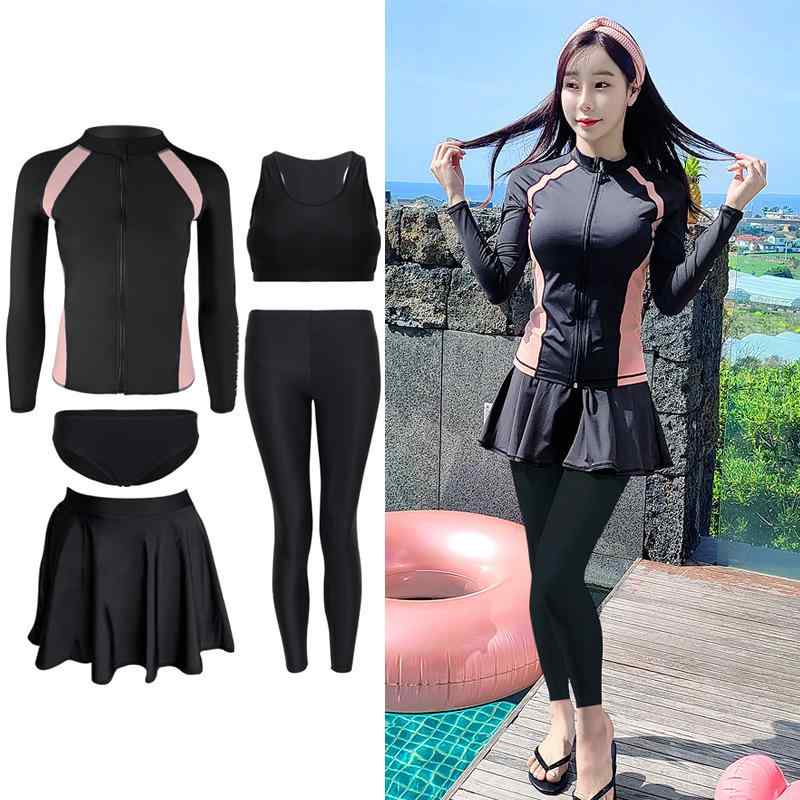 レディース 長袖 ワンピース スーツ ダイビング 服 スカート スタイル 浮潜 水着 黒 防紫外線 ニット 素材 女性用 夏 秋冬 通勤 フィットネス ダンス 運動 スイミング シーン 遮腹 スリム 機能