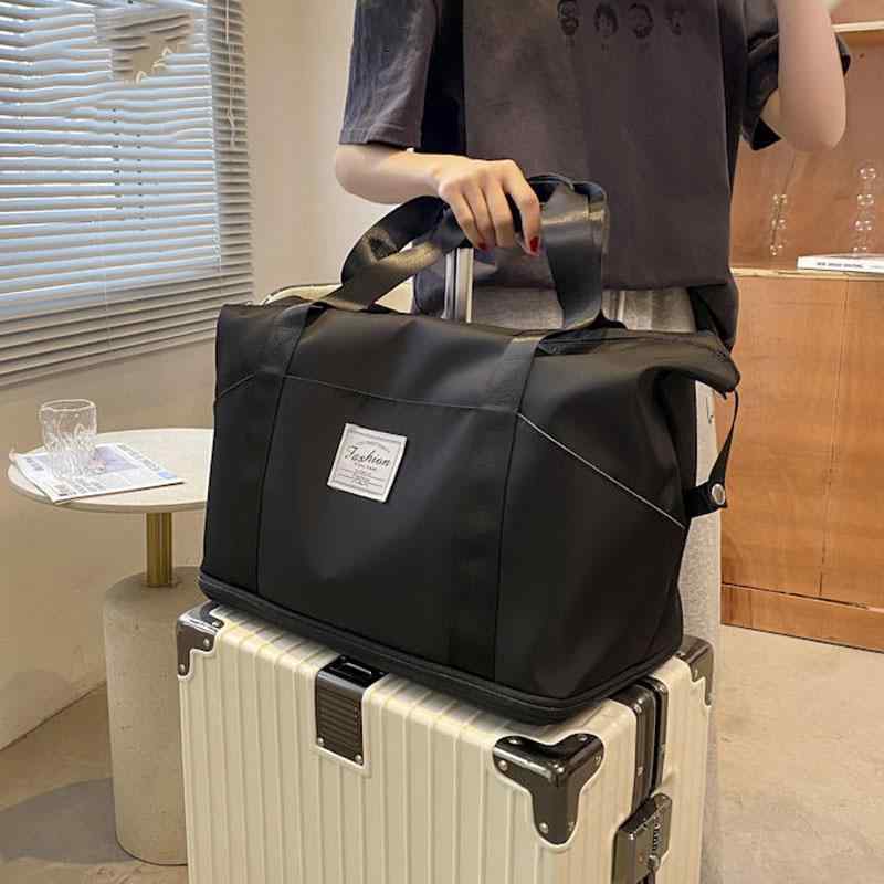 旅行 鞄 女性用 軽量 手提 キャリーケース対応 収納袋 帆布 大容量 男女兼用 欧米風 レトロ ブラック グレー 紫 ブルー ピンク 3ポケット シングルレイヤー 拡張 春夏 アウトドア 普段使い 耐久性