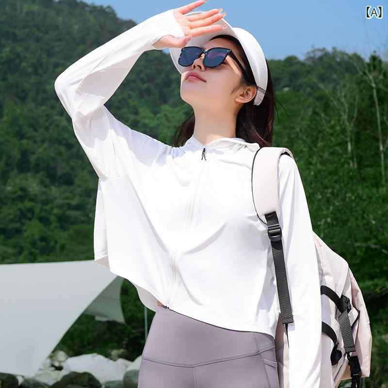 女性用 防晒 長袖 フード付き アウトドア コート 防水 UPF50+ 速乾 透気 超軽量 長丈 純色 涤纶素材 夏 春夏 秋冬 通勤 旅行 ハイキング 釣り サイクリング ランニング フィットネス ホワイト グリーン グレー ブラック