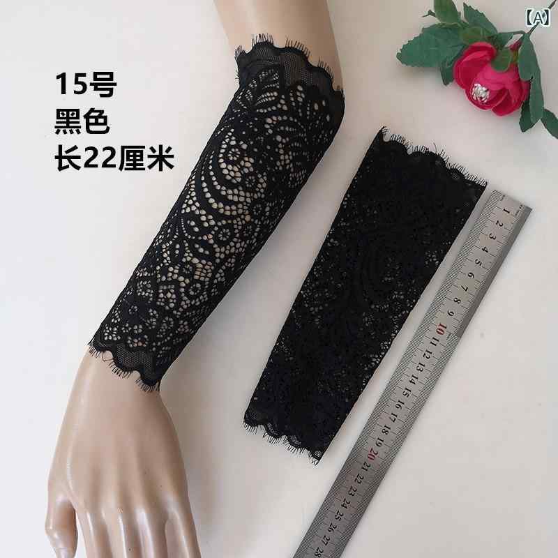 アームカバー 女性用 レース 防晒 夏用 手袋 肘当て 腕カバー 指なし 伸縮性 ポリエステル 花柄 ナチュラルカラー ブラック ピンク系 ベージュ アイボリー ヨガ 日常使い 通勤 軽量 シンプル 欧米風