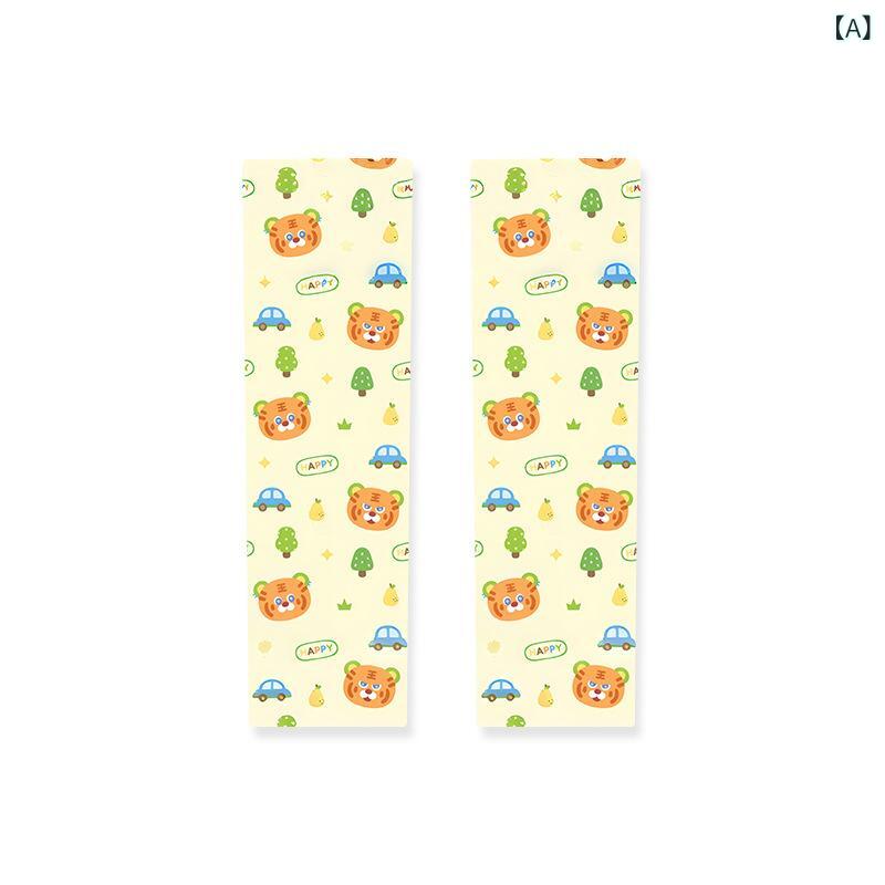 キッズ 防紫外線 袖カバー 子供 男の子 女の子 夏 薄手 接触冷感 吸湿速乾 オリジナル デザイン かわいい 動物 プリント 虎 熊 ライオン パンダ ウサギ 象 犬 2-13歳 均一サイズ ナイロン素材 軽量 伸縮性 アウトドア 普段使い スポーツ