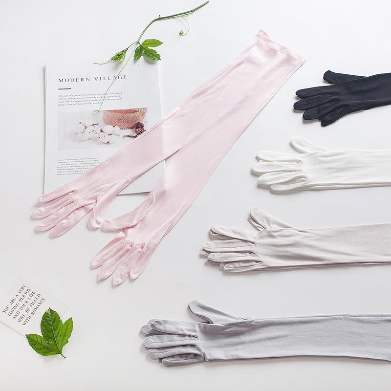 レディース 防紫外線 手袋 袖カバー 夏用 薄手 真丝 蚕絲 肌ケア 遮光 アームガード ブラック ホワイト ピンク グレー 肌色 オリジナルデザイン