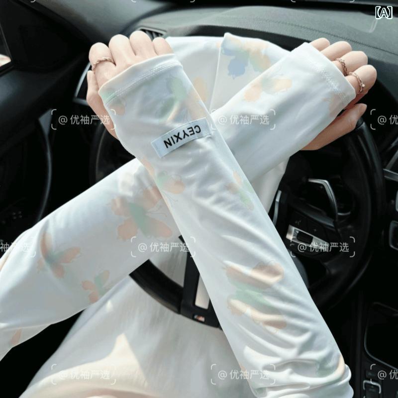 レディース 防晒 アームカバー 夏用 接触冷感 天竺 レイヨン ライセル ライクラ 伸縮性 吸湿速乾 軽量 調整可能 ゆったり フィット ブルー ピンク ブラック パープル グリーン かわいい 甘め 屋外 ライディング ドライブ 腕 保護 袖 セット 手