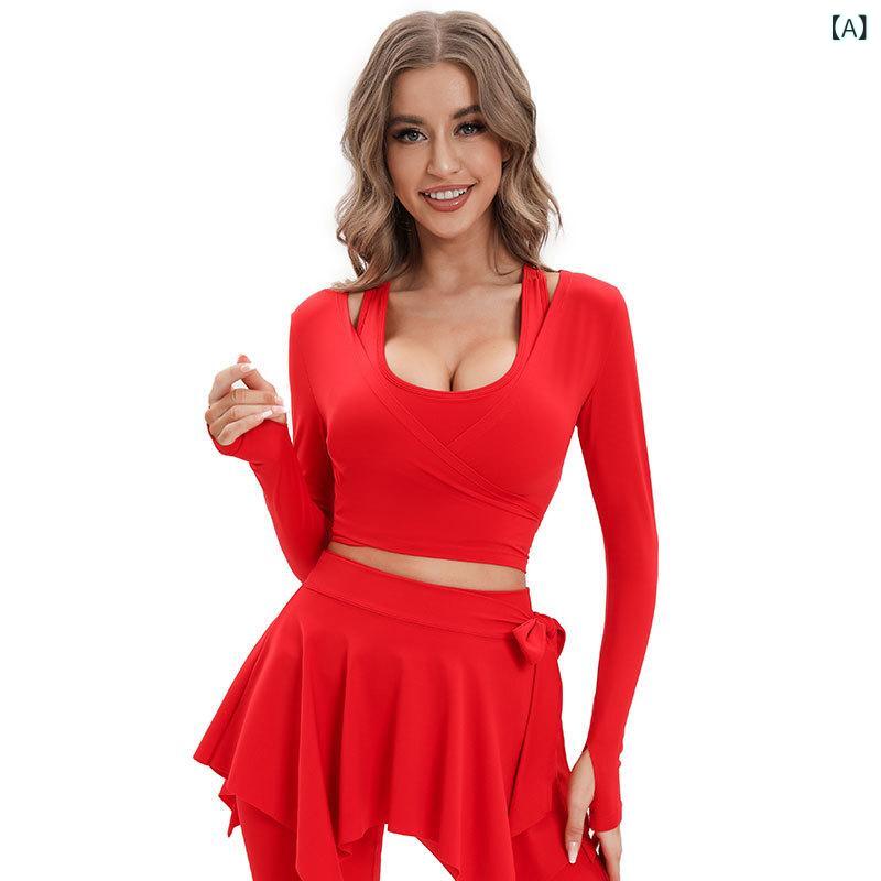 レディース 長袖 防晒 速乾 切り替え ニットトップス スカート セット 赤 黒 白 綿混 伸縮性 軽量 接触冷感 ヨガ ランニング フィットネス 日常 室内 屋外 アウトドア 通勤 普段使い 春夏 秋冬