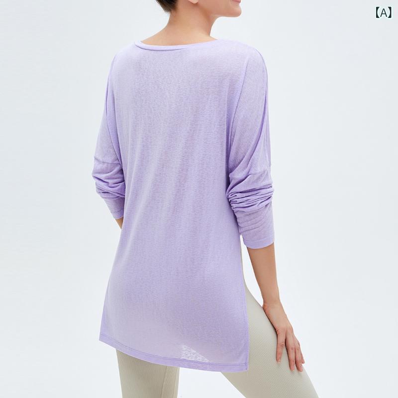 レディース 接触冷感 トップス 長袖 速乾 吸湿 透気 ヨガウェア ランニング フィットネス ジムウェア ワイドシルエット ルーズフィット 綿混 ポリエステル 丁香紫 青柠色 卡其色 甘いオレンジ アイボリー グレー系 ブラック 通勤 普段使い アウトド