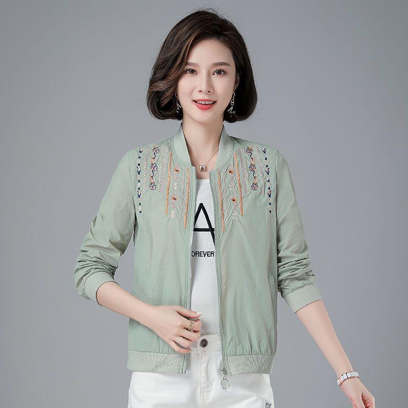 刺繍 ジャケット 女性用 防晒 長袖 半開き襟 ポリエステル 透気性 軽量 ゆったり トップス 春夏 秋 かわいい 民族風 刺繍柄 ピンク系 ブルー グリーン ホワイト 女性 カーディガン シャツ ブラウス コットン風 接触冷感 吸湿速乾 普段使い 通勤