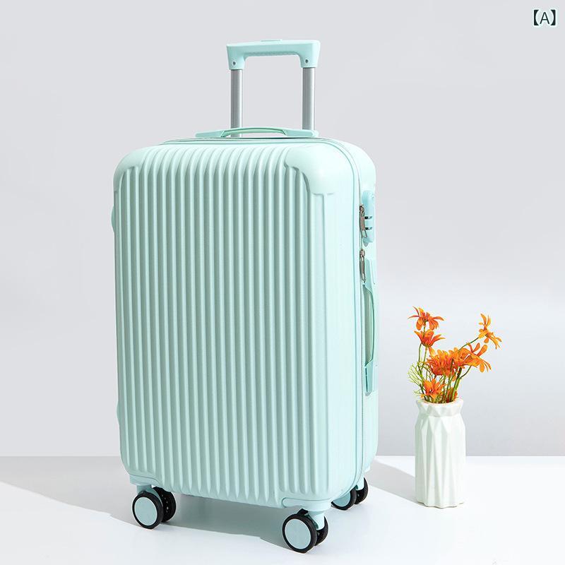 Suit Case - 旅行 キャリーバッグ スーツケース 20インチ 22インチ 24インチ 26インチ 軽量 耐久 耐摩耗 防水 薄荷グリーン 谷物ホワイト 茱萸ピンク ブラック クリームホワイト 曜石ブラック 抹茶グリーン レモンイエロー 純色 ABS PC 素材 伸縮ハ