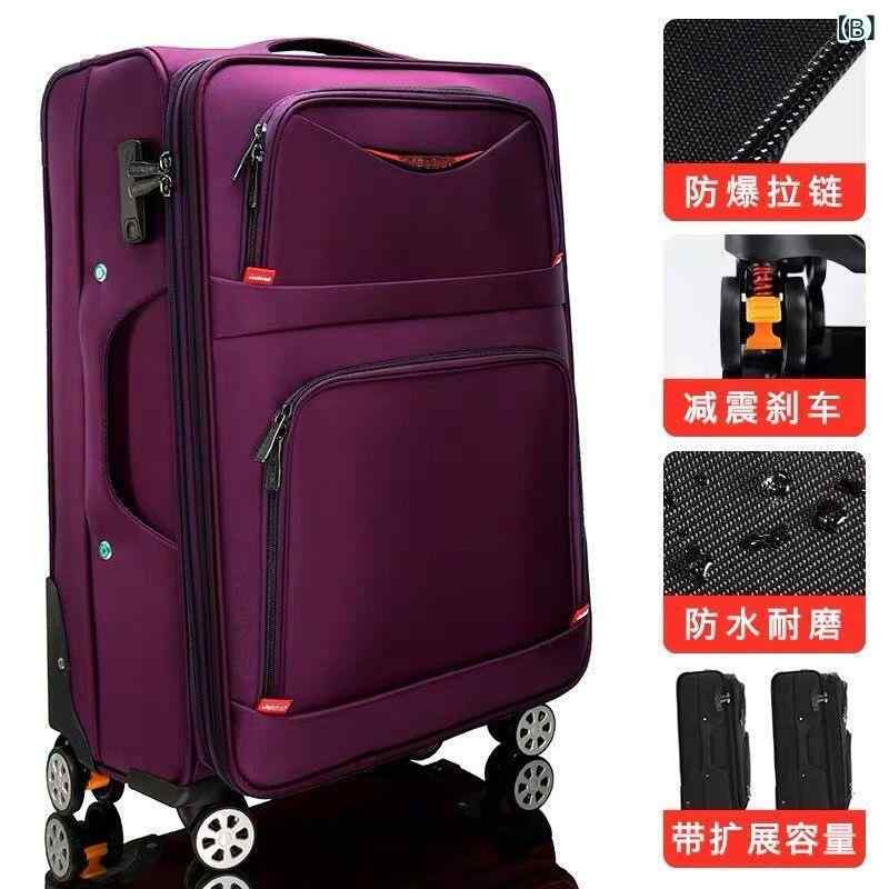 シャドーテールのスーツケース ユニセックス 防水 牛津布 20インチ キャリーバッグ 登機対応 大容量 旅行用 抗菌 耐磨 拡張可能 収納便利 万向輪 ブレーキ付き ビジネス レジャー ブラック 紫 ブラウン レッド ブルー グレー ポリエステル内装 軽量 車縫線 ミッ｜アングル2