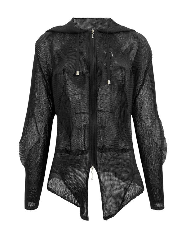 レディース カーディガン 開き 長袖 トップス ブラウス シャツ 秋冬 防風 薄手 接触冷感 ポリエステル 再生繊維 切り替え プリーツ 加工 ラウンドネック イージーシルエット ブラック 気質 通勤 普段使い 軽量 伸縮性 吸湿速乾 高級感 優雅 スタ