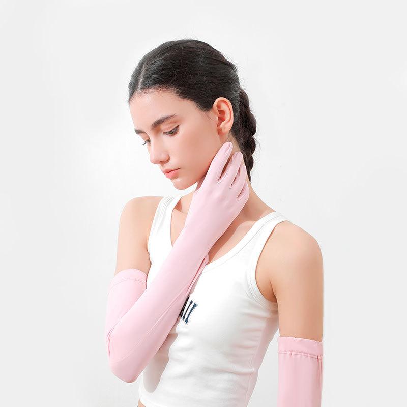Arm Warmers - 夏用 女性用 手袋 手首カバー 接触冷感 吸湿速乾 紫外線カット タッチスクリーン対応 防滑 指なし 指付き 切り替え ホワイト ピンク グレー パープル ブルー グリーン 軽量 通勤 普段使い スポーツ アウトドア 春夏