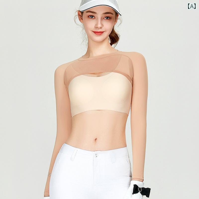 ゴルフ レディース 防晒 長袖 トップス インナー セット 接触冷感 吸湿速乾 竹繊維 アウトドア ウェア 長袖 トップス 長パンツ 夏用 軽量 伸縮性 肌色 ホワイト