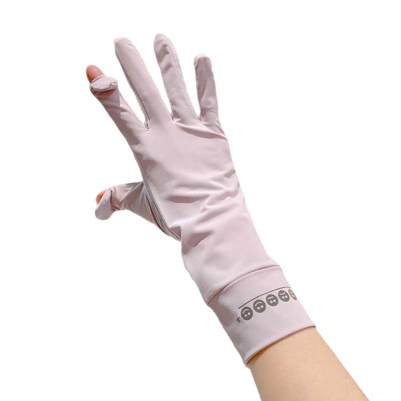 Arm Warmers - レディース 夏用 防紫外線 手袋 接触冷感 薄手 中長丈 指抜き 袖カバー 防滑 タッチスクリーン対応 ブラック グレー ピンク 紫 運転 サイクリング 軽量 伸縮性 吸湿速乾 メッシュ素材
