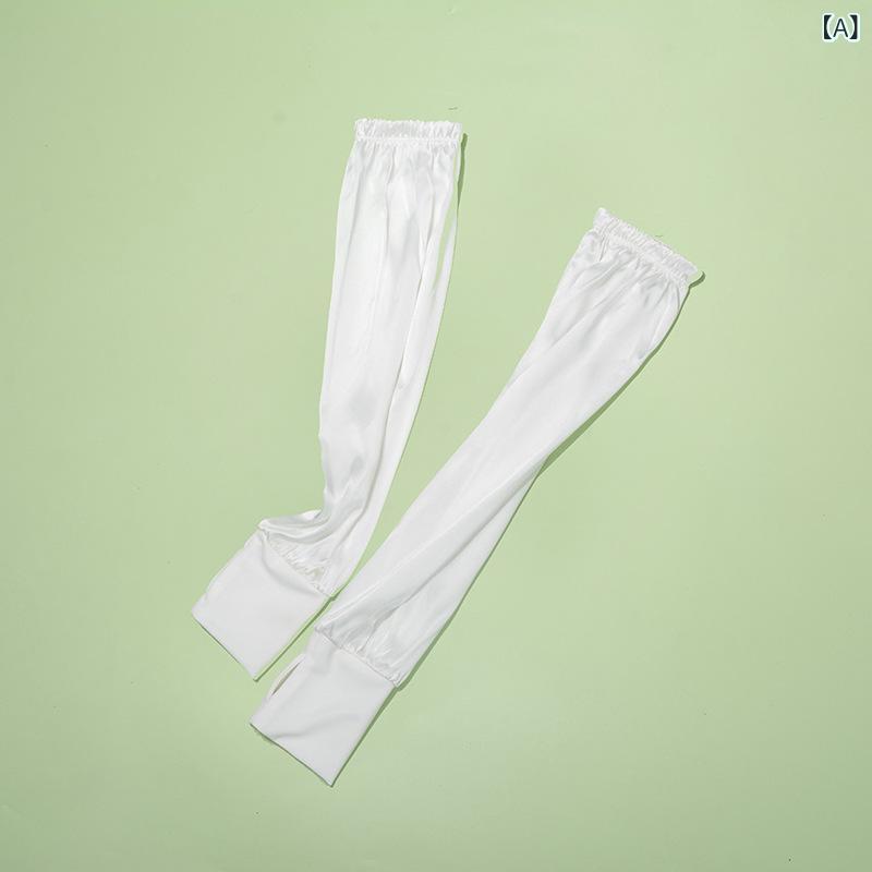 Arm Warmers - 防晒袖セット 女性用 桑蚕絲 100パーセント 真絲 夏 透気 薄手 運転 ライディング 軽量 吸湿速乾 接触冷感 ホワイト ブラック ピンク グリーン シルバーグレー シャンパンゴールド 均一サイズ 清新 かわいい スタイル
