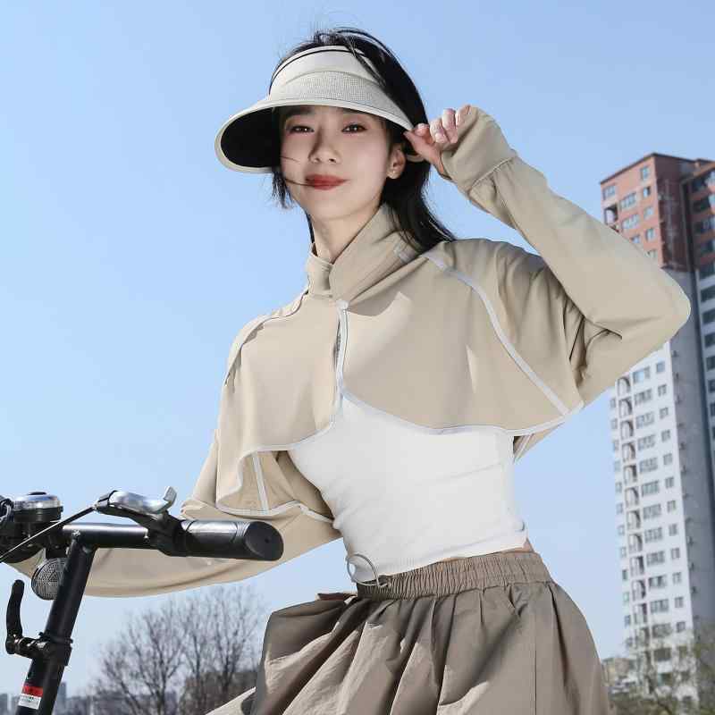 レディース 防晒 ショール 開きカーディガン 長袖 夏用 袖カバー 遮陽 ポンチョ サイクリング 薄手 接触冷感 防晒服 ピンク ホワイト ライトグリーン イエロー ライトベージュ ブラウン グレー ブラック 純色 ジャカード 軽量 伸縮性 吸湿速乾 普