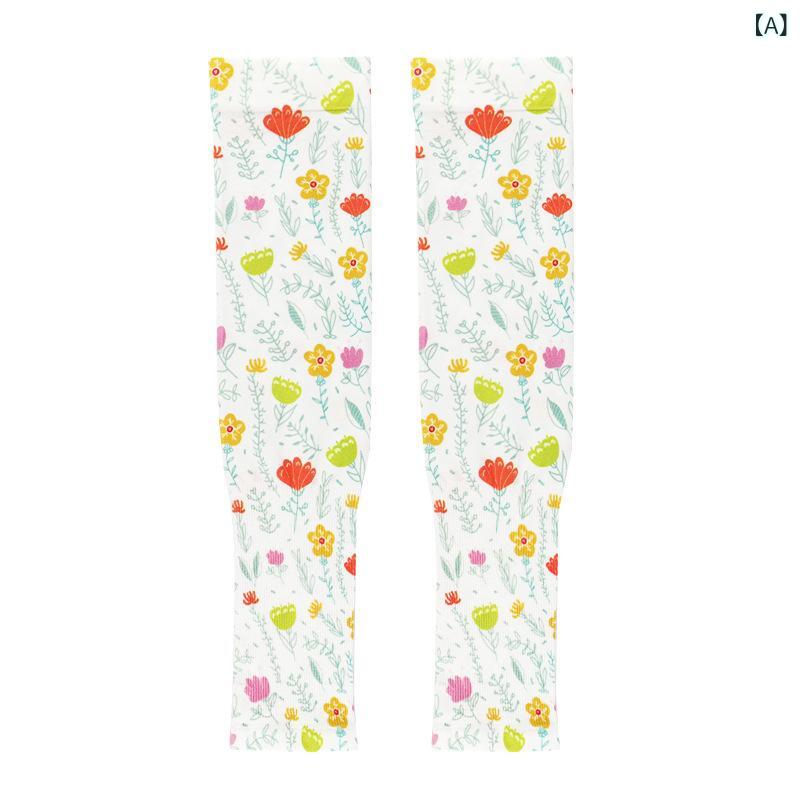 防晒袖セット 女性用 夏 接触冷感 印花 伸縮性 紫外線カット アウトドア サイクリング プロテクター 直筒 軽量 ジャカード 風信子 満天星 蒲公英 プロヴァンス 星辰紫 郁金香 甘め かわいい 爽やか ナイロン素材