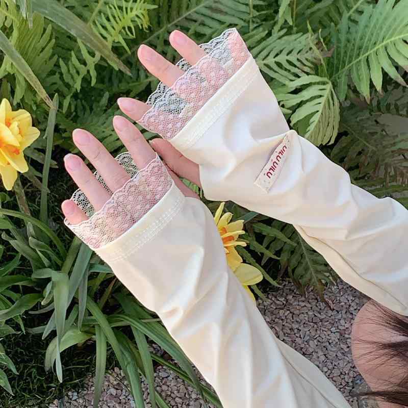 Arm Warmers - レディース 防紫外線 アームカバー 春夏 接触冷感 袖セット サイクリング 通勤 スポーツ 普段使い ポリエステル 軽量 伸縮性 ホワイト ピンク イエロー ブルー グリーン