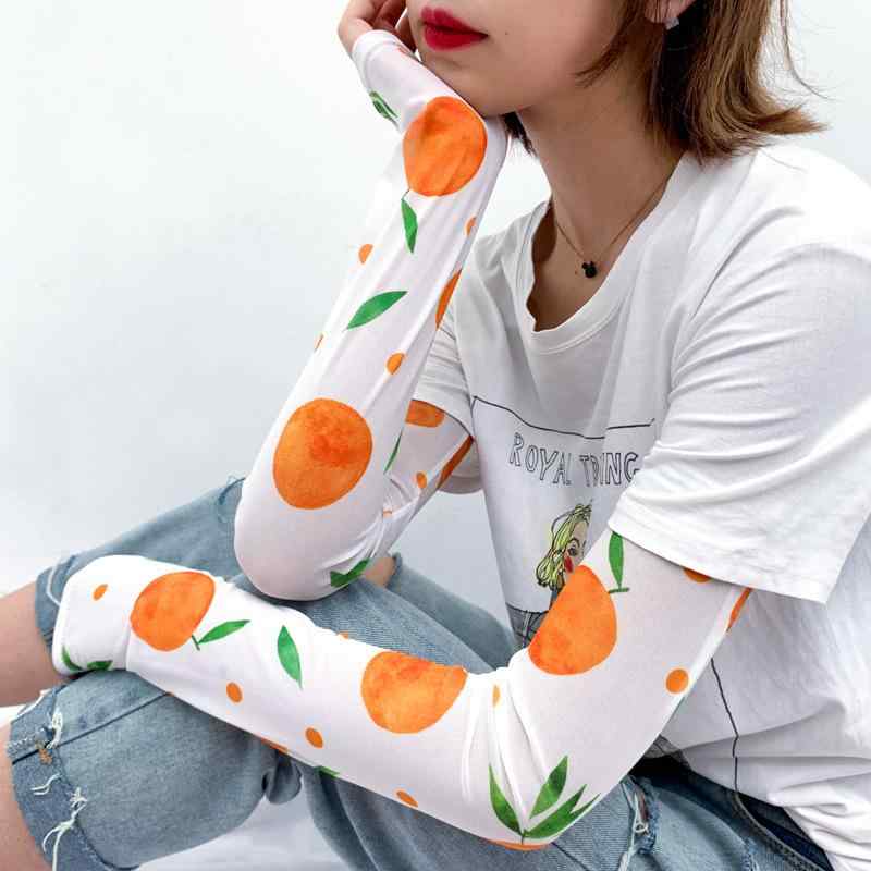 Arm Warmers - レディース 防晒 袖 セット 夏用 接触冷感 綿素材 薄手 伸縮性 かわいい 花柄 カラフル カートゥーン プリント 腕カバー 運転 普段使い 学生 軽量 通気性